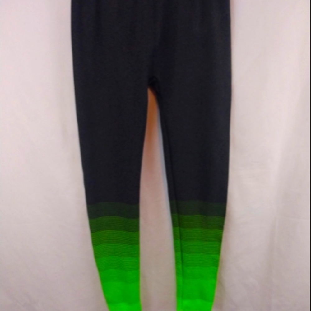 Riva USA Gray/Lime Green Striped Leggings